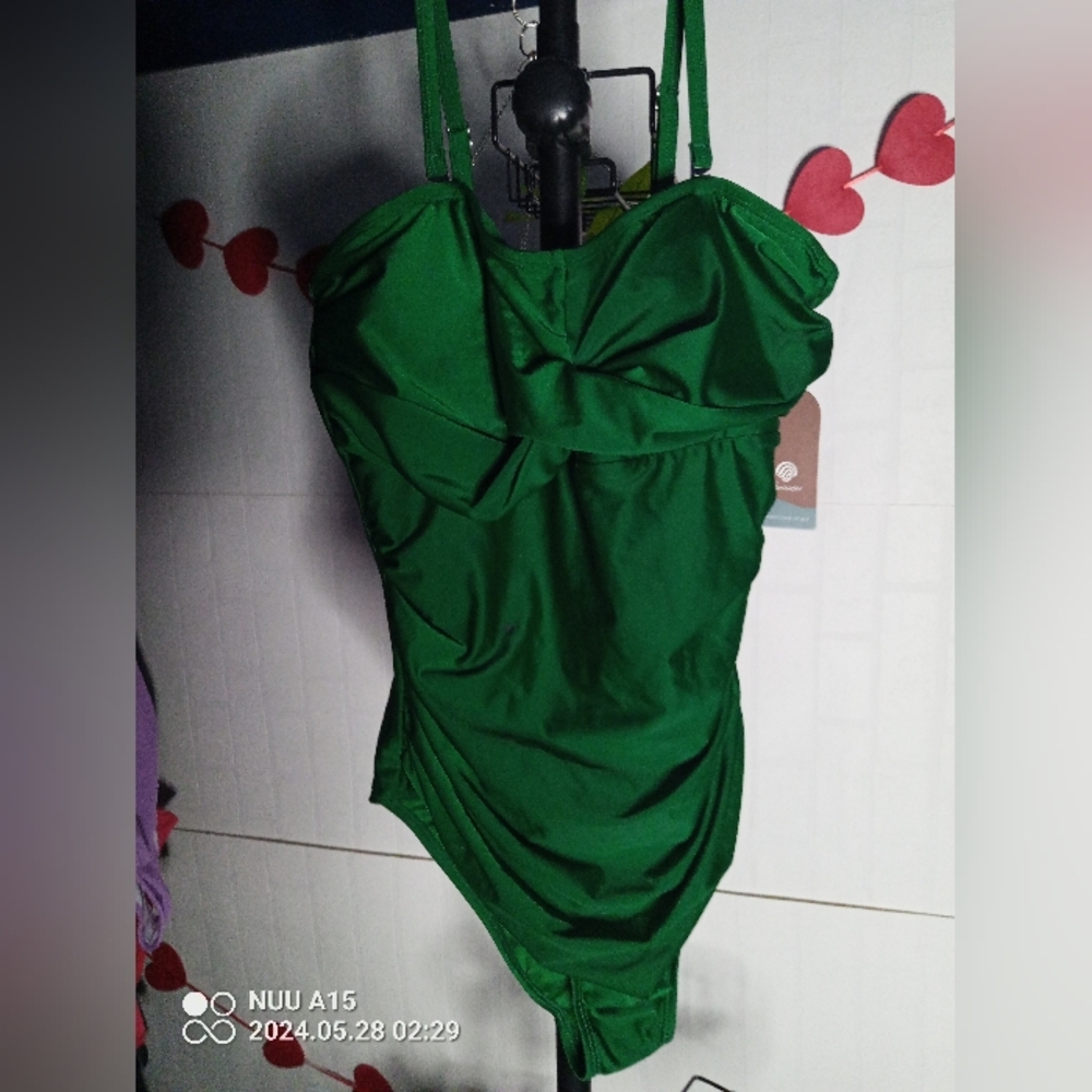 Green one piece bathing suit